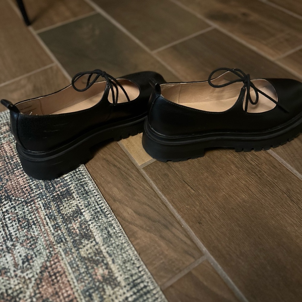 Steve Madden Black Flats with Chunky Sole and Mary Jane Strap- Landon Loafer - Picture 3 of 5